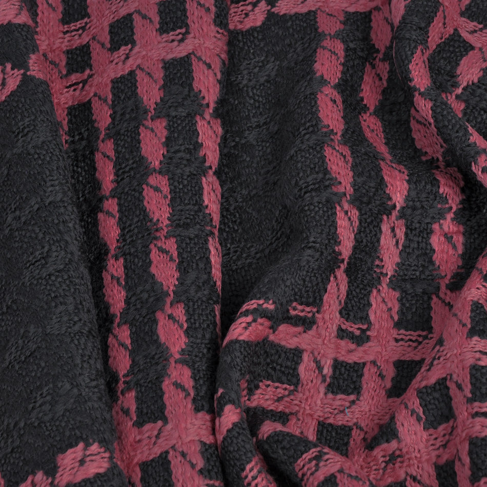 Grey Pink Check Coating Fabric 286 - Fabrics4Fashion