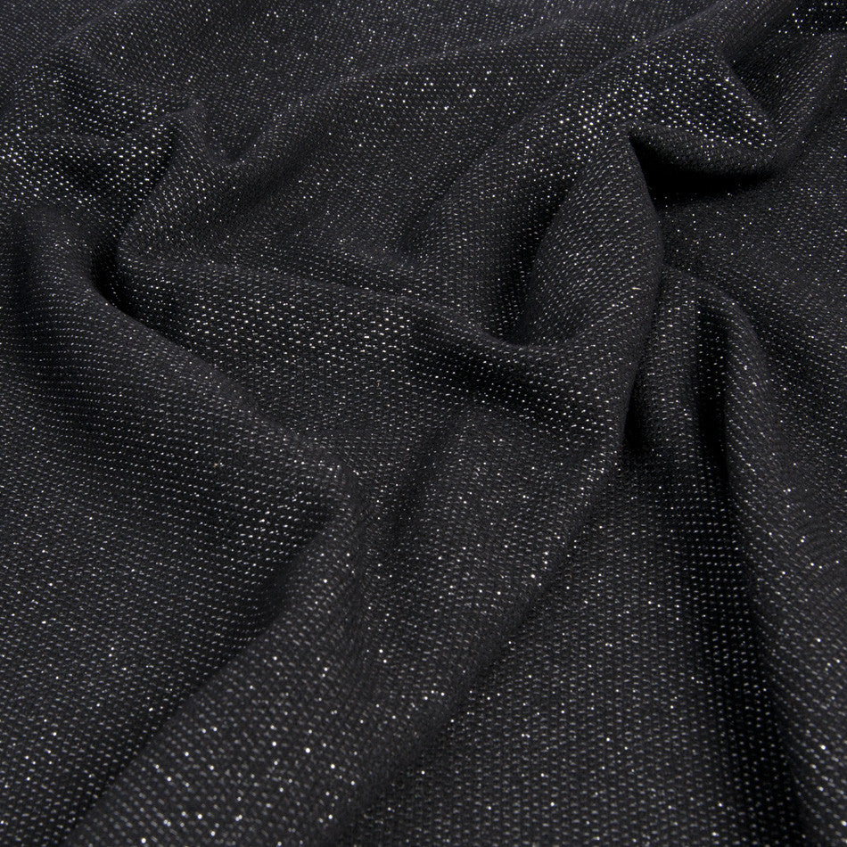 Sparkly Silver Black Wool 574 - Fabrics4Fashion