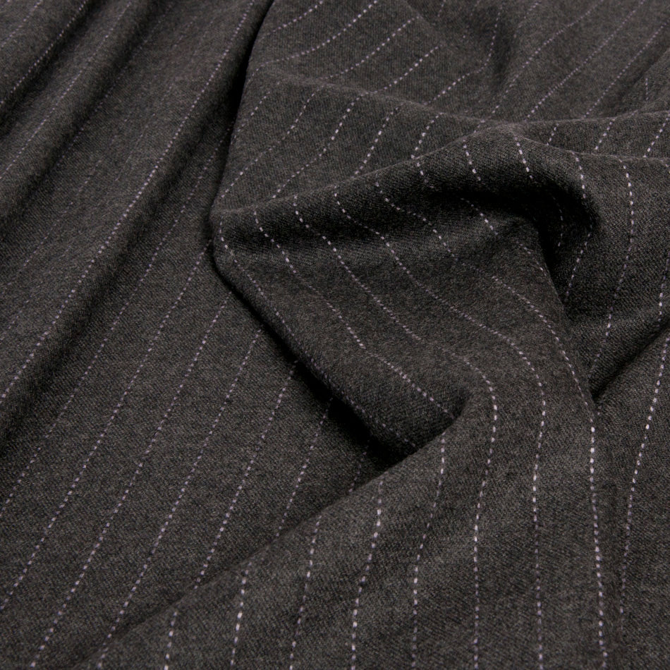 Grey Pinstripe Wool Fabric 260 - Fabrics4Fashion