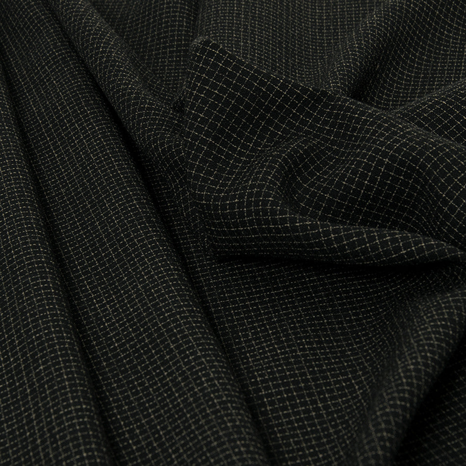 Squared Black Wool Crepe 76 - Fabrics4Fashion