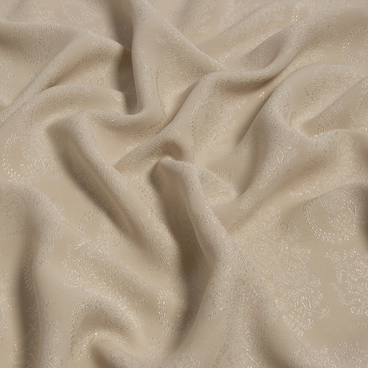 Beige Plain Jacquard Fabric 894 - Fabrics4Fashion