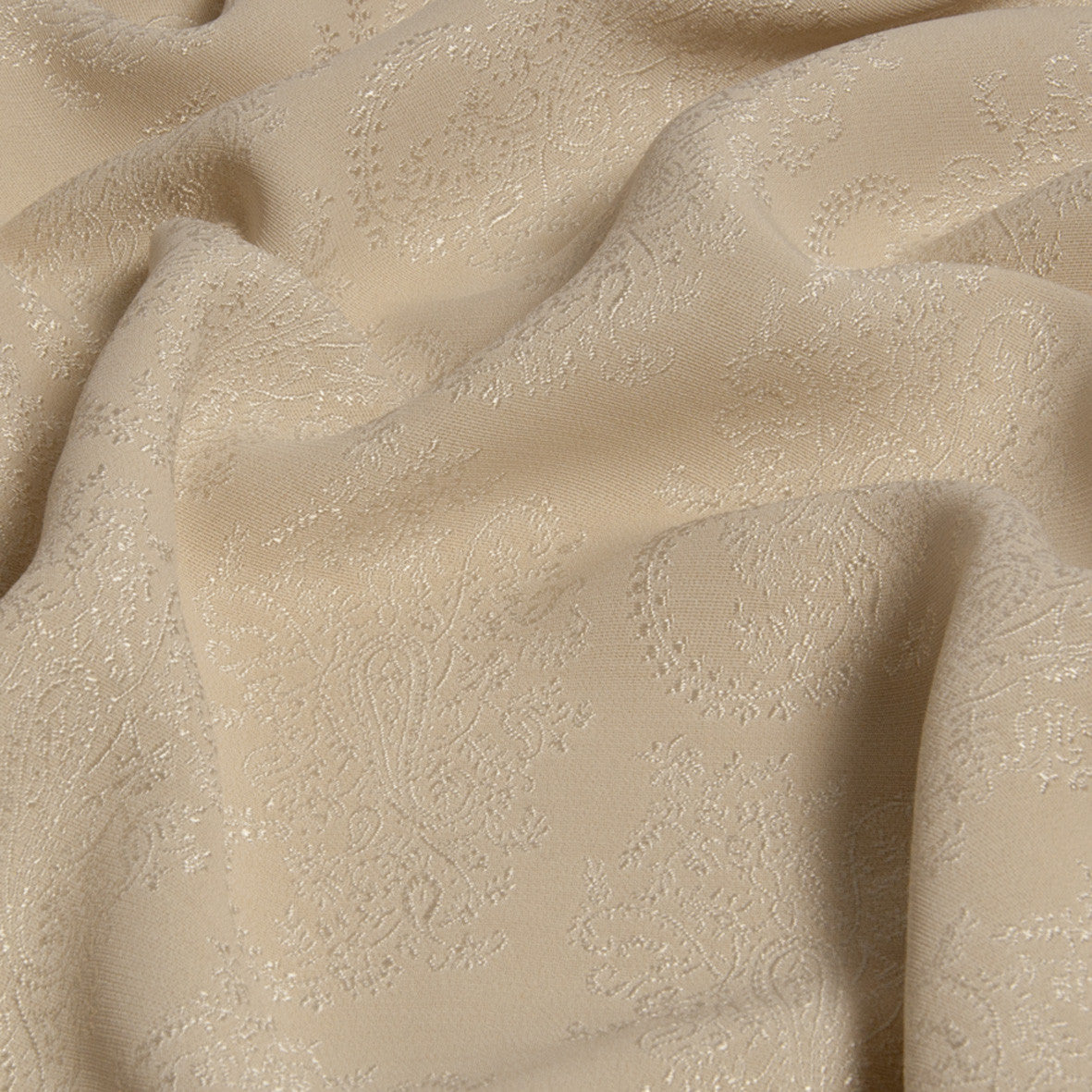 Beige Plain Jacquard Fabric 894 - Fabrics4Fashion