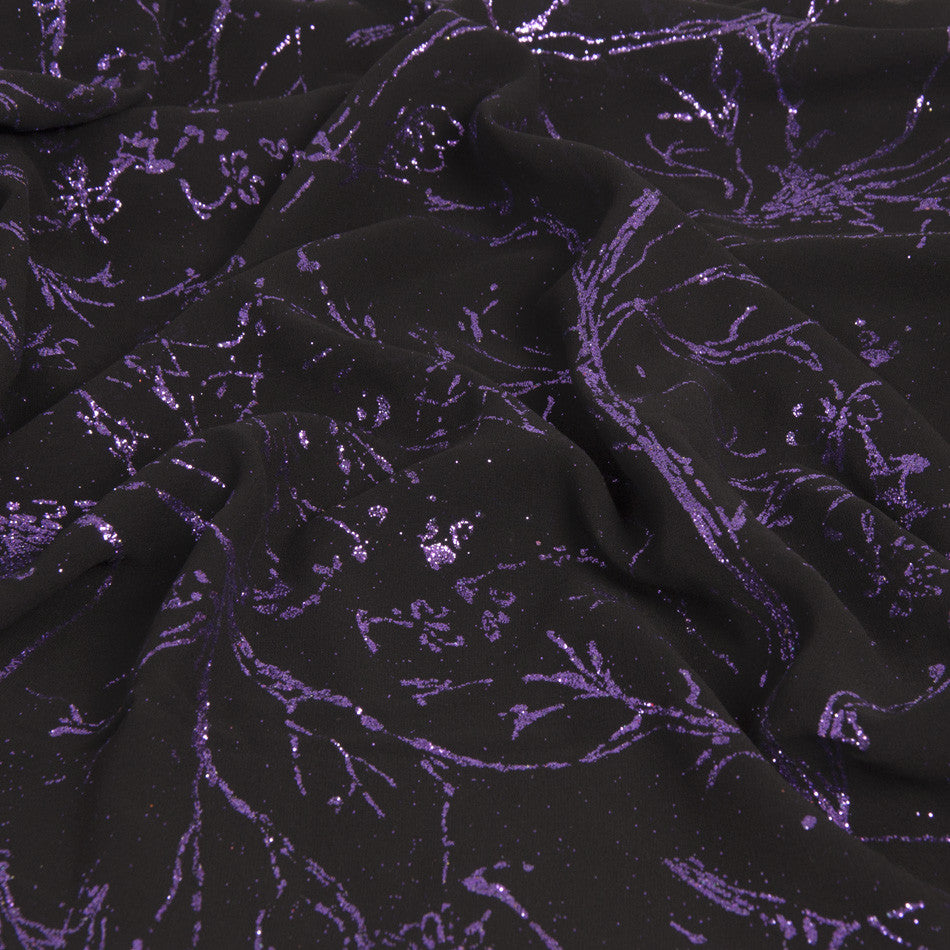 Black / Purple Glitter Print 924 - Fabrics4Fashion