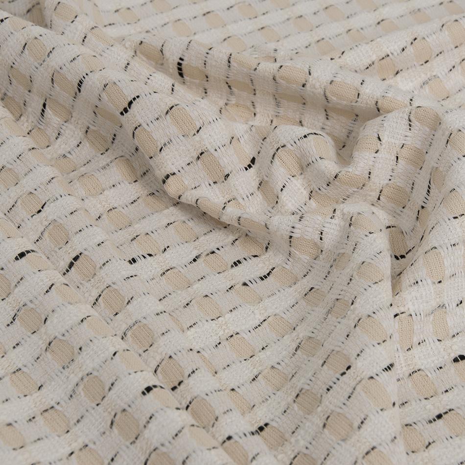 Beige & Cream Abstract Cotton Blend Jacquard 1597 - Fabrics4Fashion