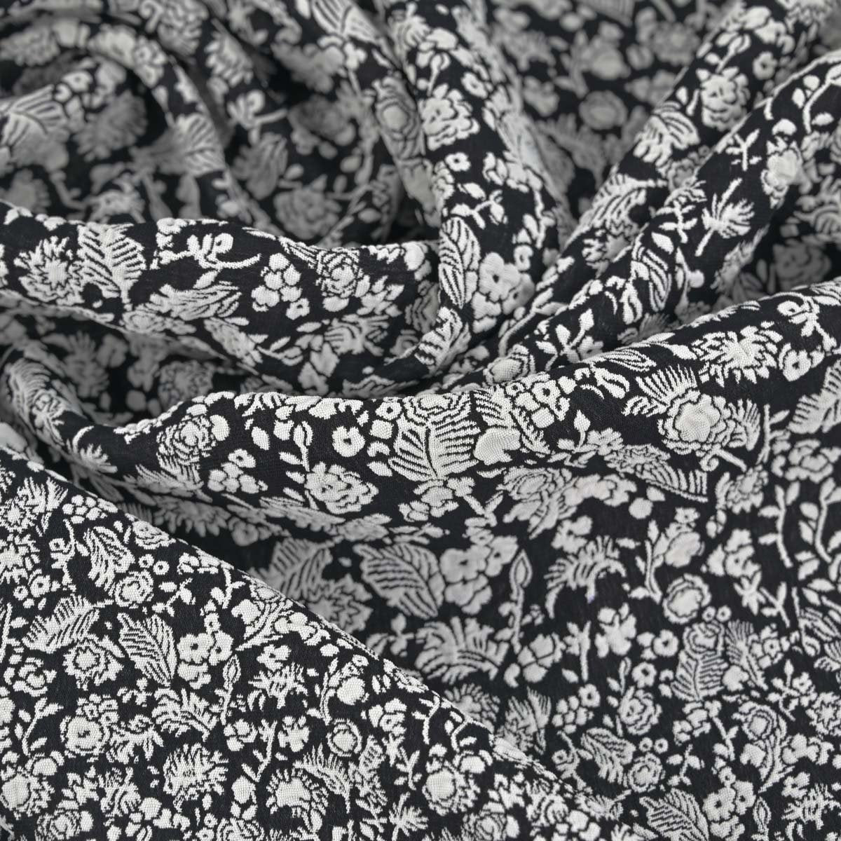 Black Floral Jacquard Fabric 3282