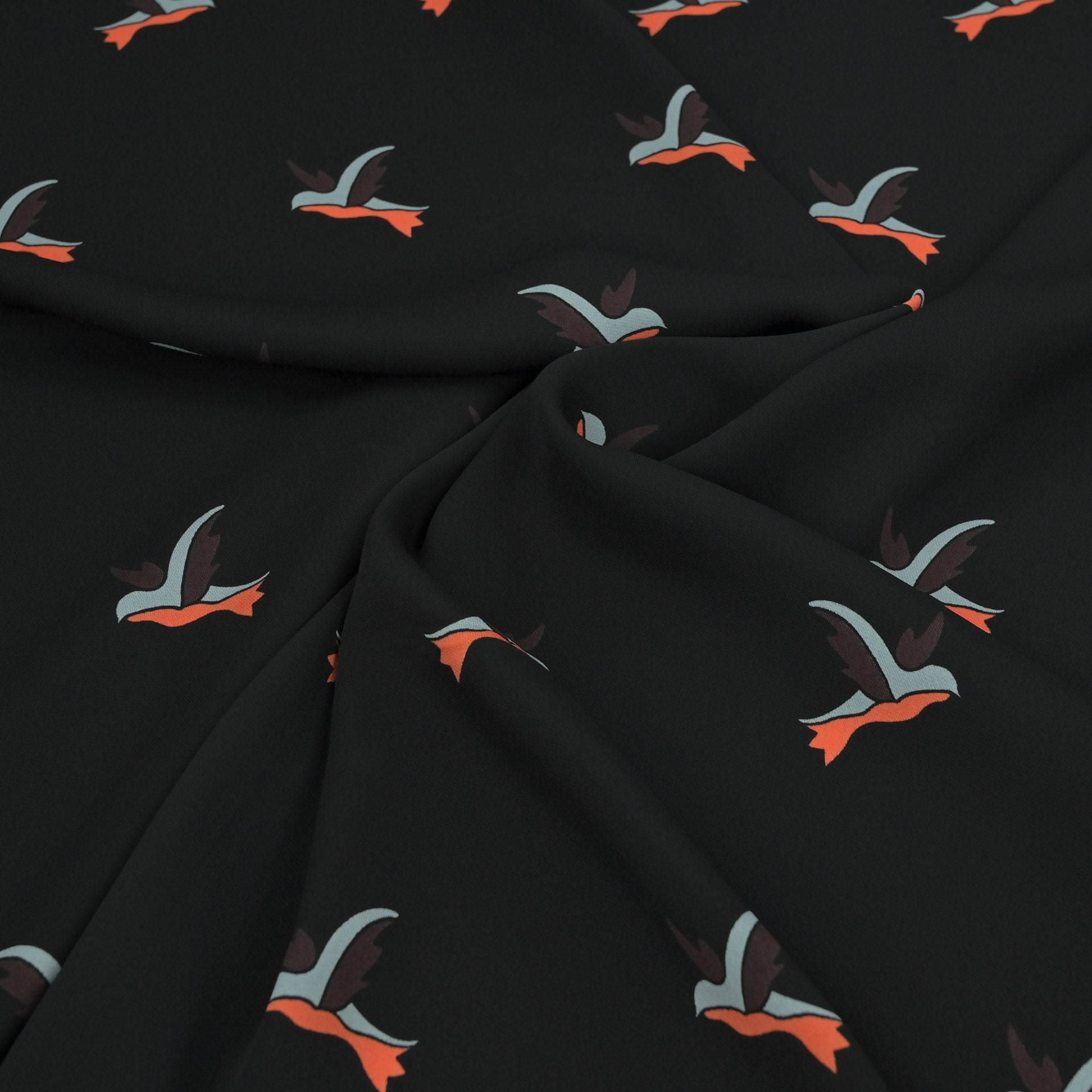 Black Printed Crepe Fabric 2947