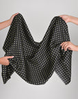 Black Printed Silk Satin Polkadot 3134