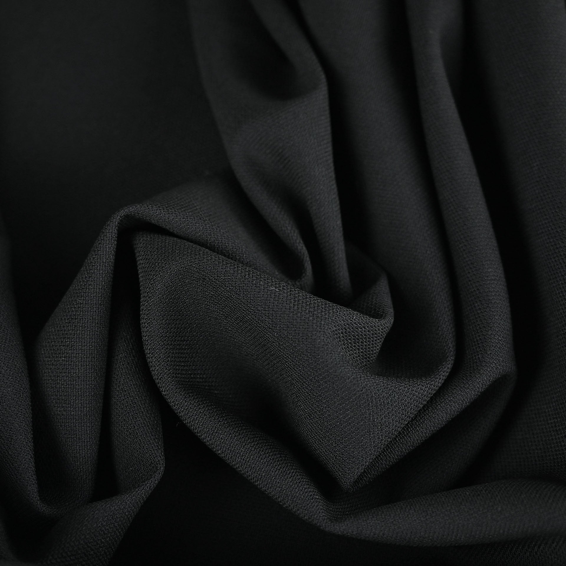 Poly Wool Black Fabric