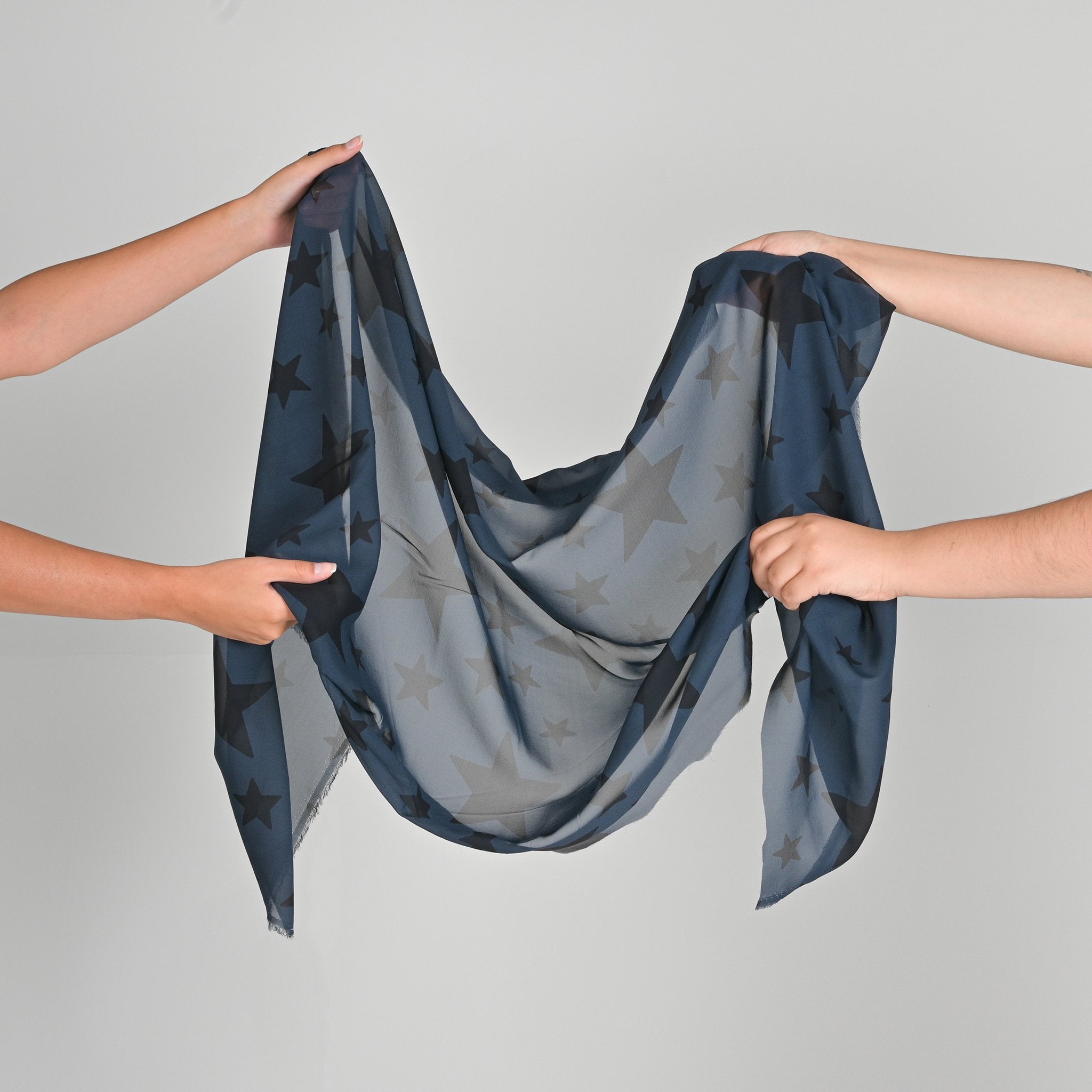 Blue Printed Silk Fabric 8685