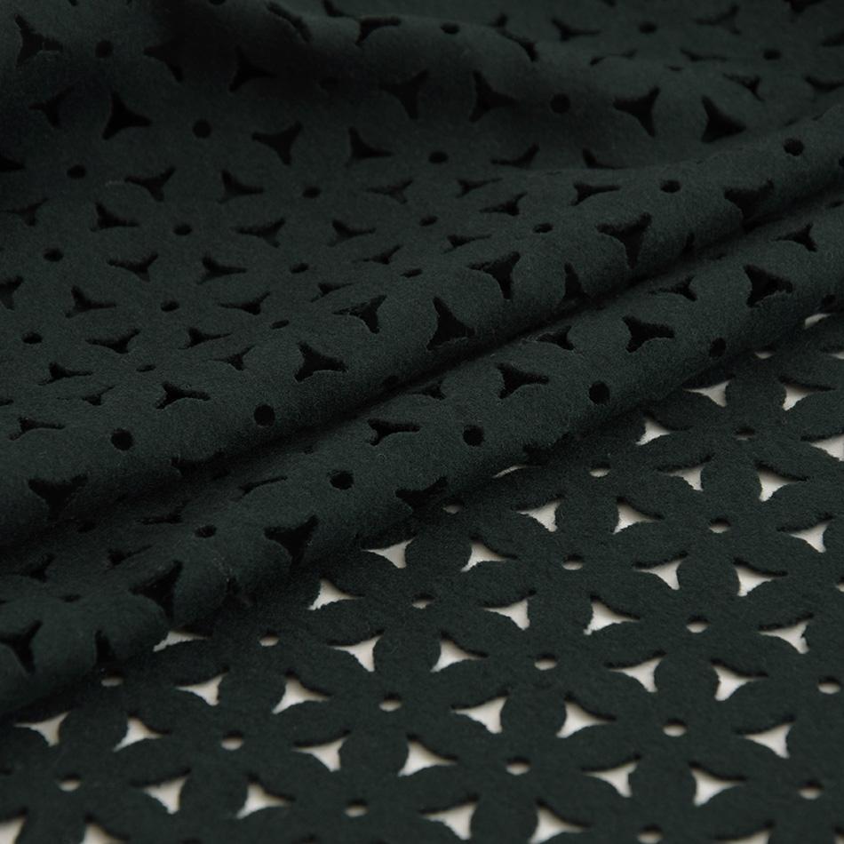 Bottle Green Laser-cut Floral Wool 5260 - Fabrics4Fashion