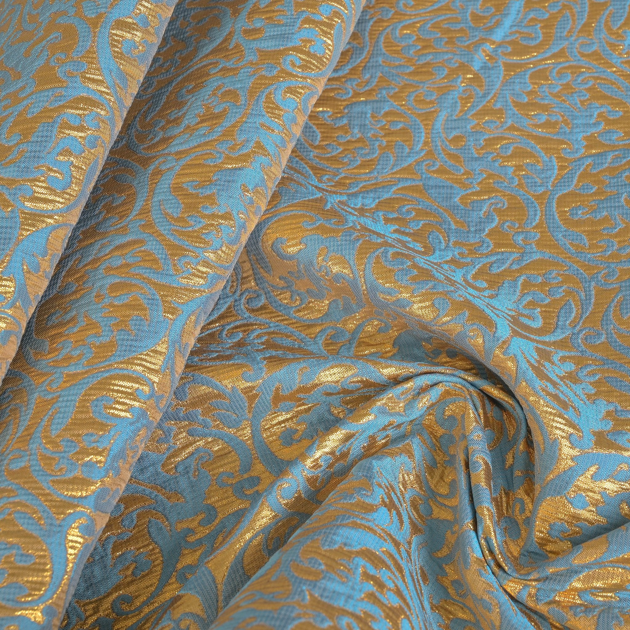 Gold and Blue Jacquard Fabric 96892