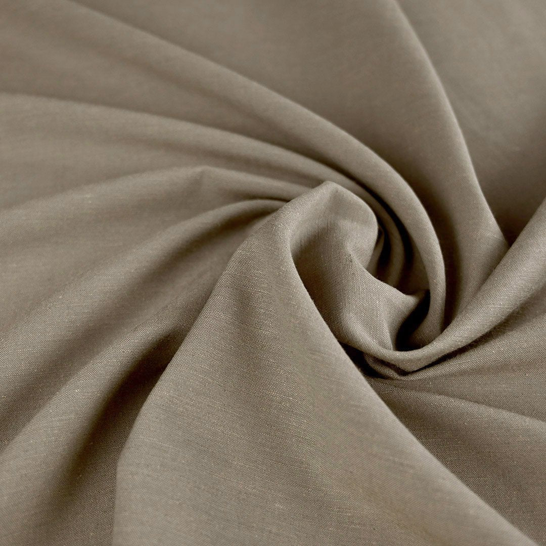 Khaki Beige Linen Blend Fabric