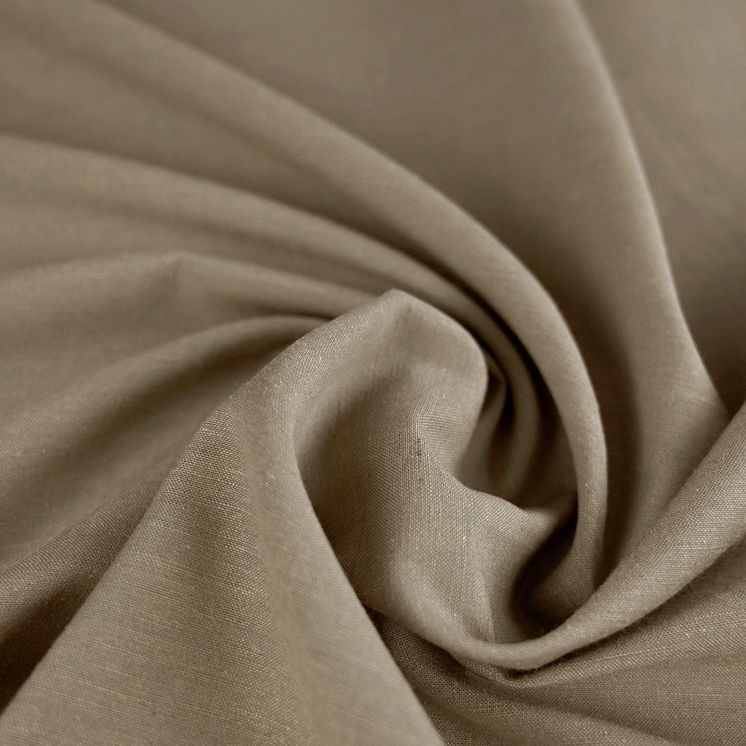 Khaki Beige Linen Blend Fabric