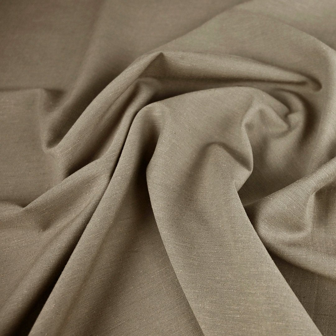 Khaki Beige Linen Blend Fabric