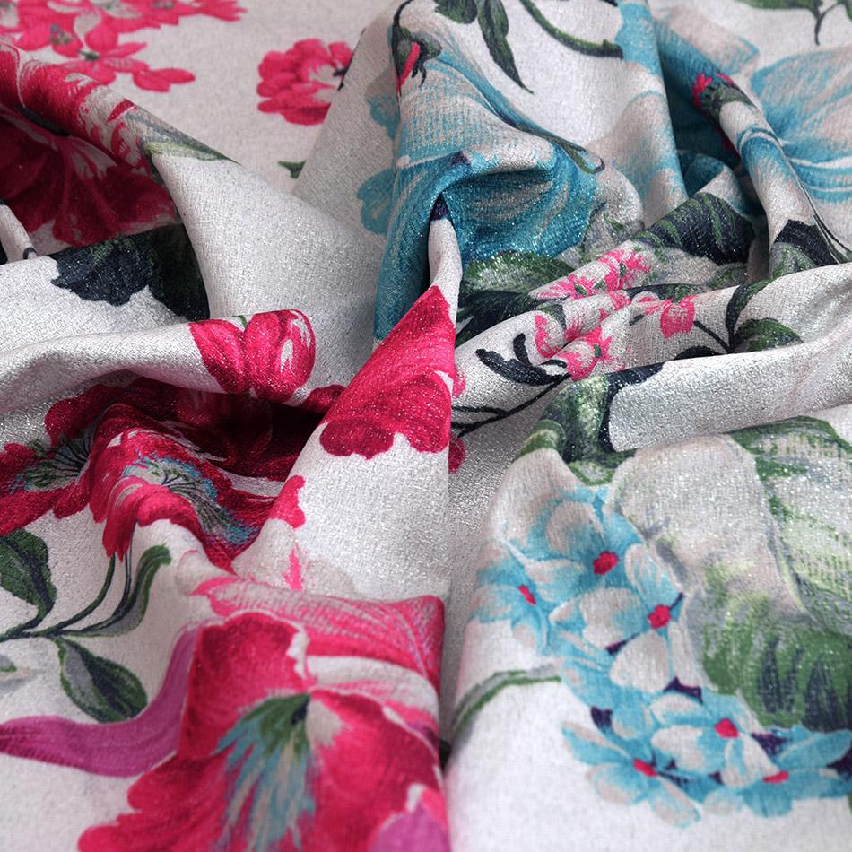 Lurex Floral Print Fabric 5286 - Fabrics4Fashion