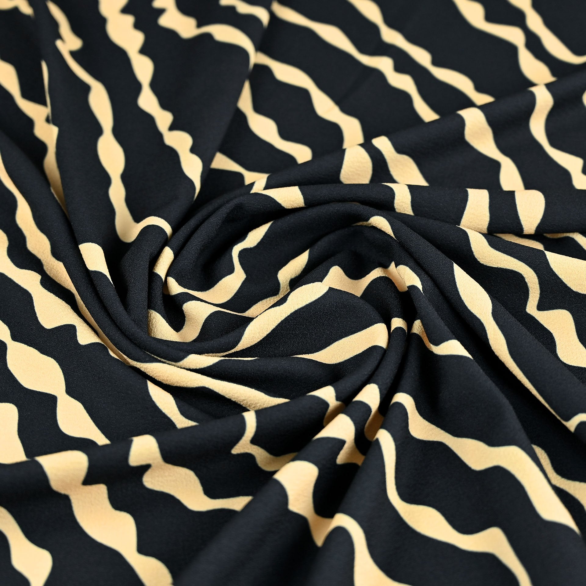 Navy Print Crepe fabric