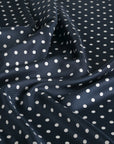 Navy Polka-Dot Satin Fabric 8692