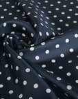Navy Polka-Dot Satin Fabric 8692