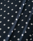 Navy Polka-Dot Satin Fabric 8692