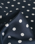 Navy Polka-Dot Satin Fabric 8692