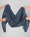 Navy Polka-Dot Satin Fabric 8692