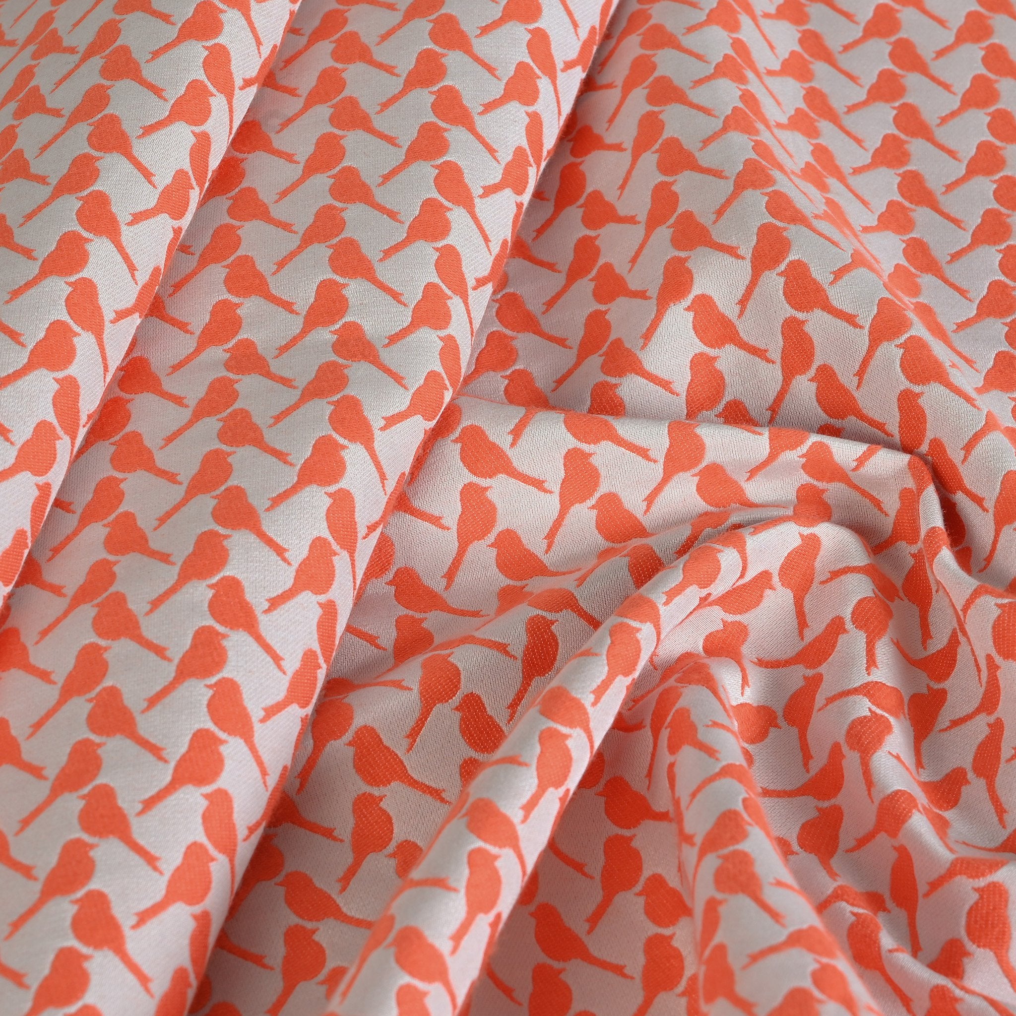 Orange Birds Jacquard Fabric 2075