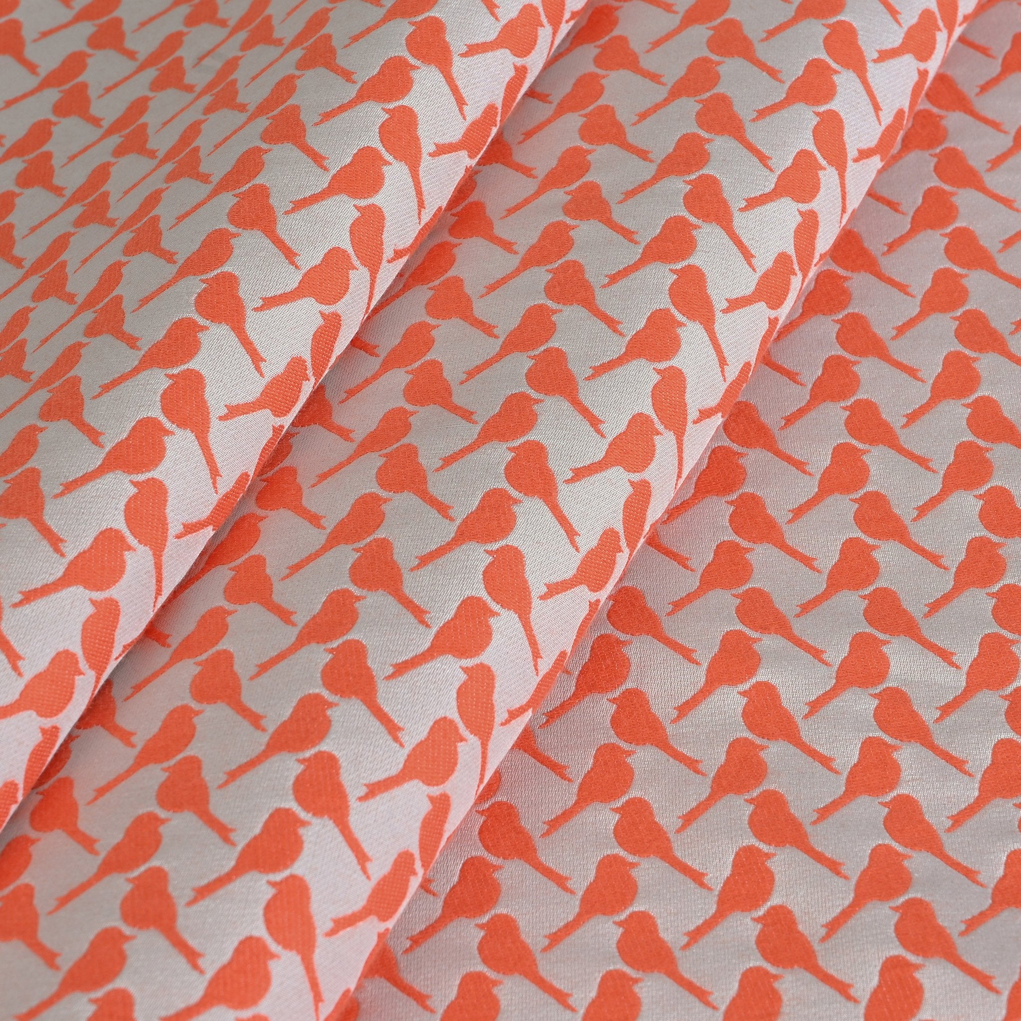 Orange Birds Jacquard Fabric 2075
