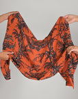 Orange Printed Silk Georgette Fabric 6570