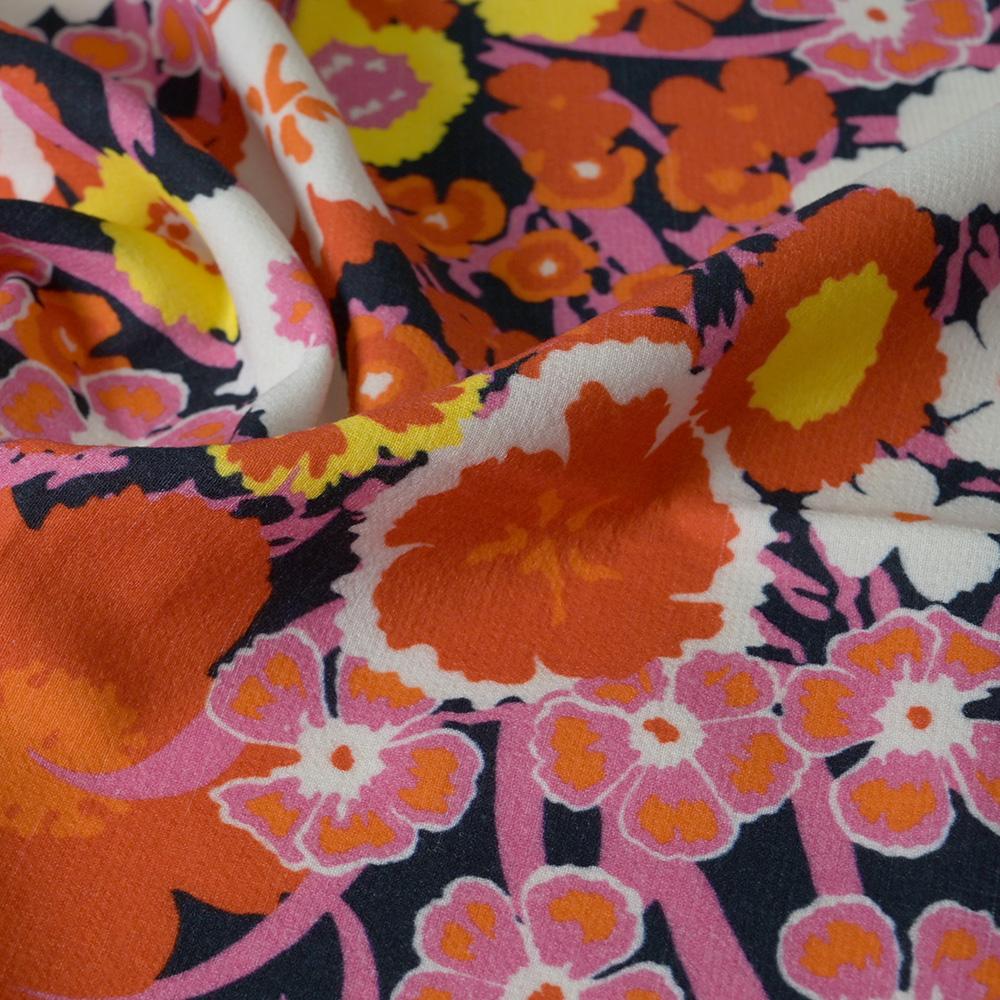 Orange Red Floral Print 2047 - Fabrics4Fashion