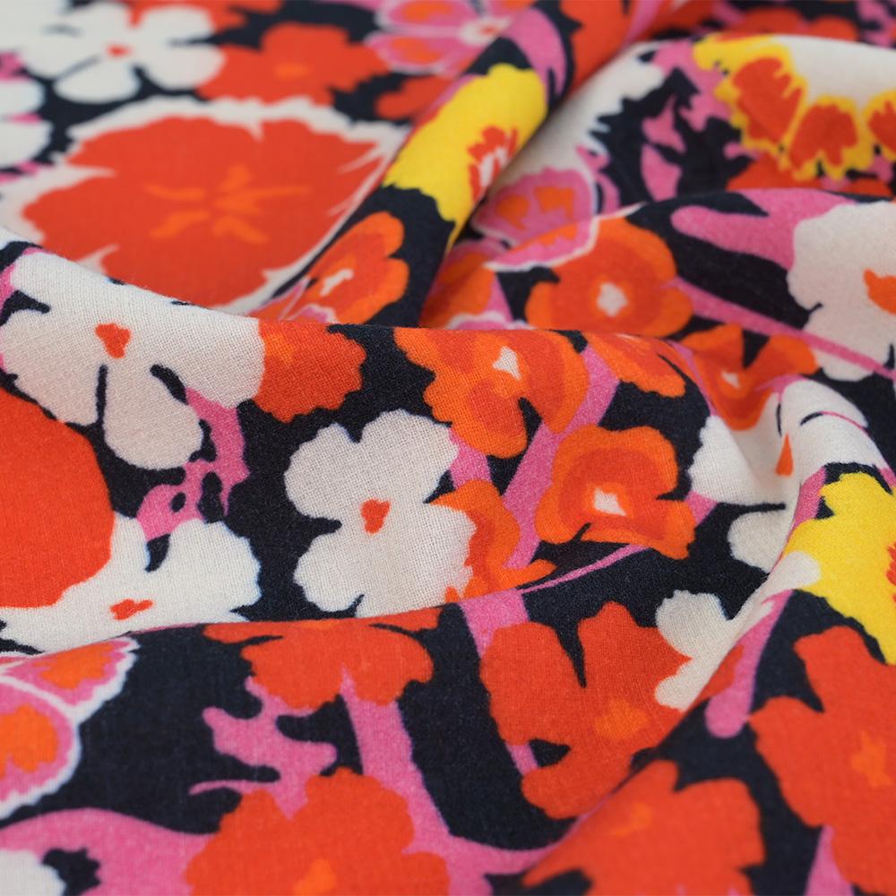 Orange Red Floral Print 2047 - Fabrics4Fashion