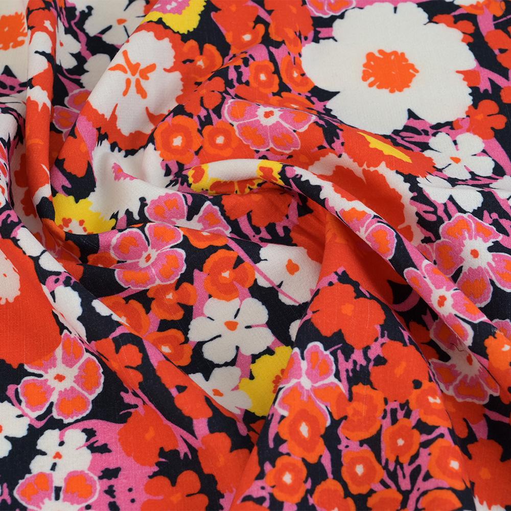 Orange Red Floral Print 2047 - Fabrics4Fashion