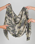 Tan Printed Silk Georgette Fabric 6507