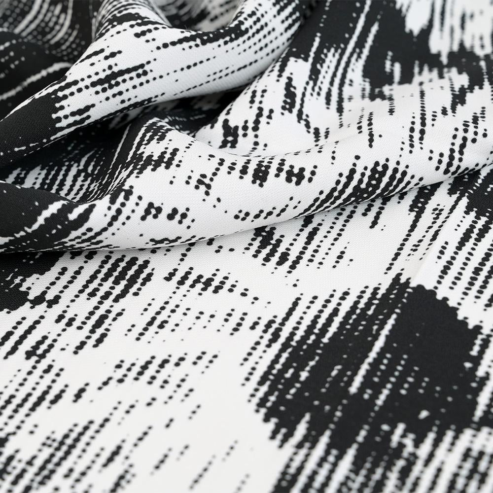 White Black Floral Print 3048 - Fabrics4Fashion