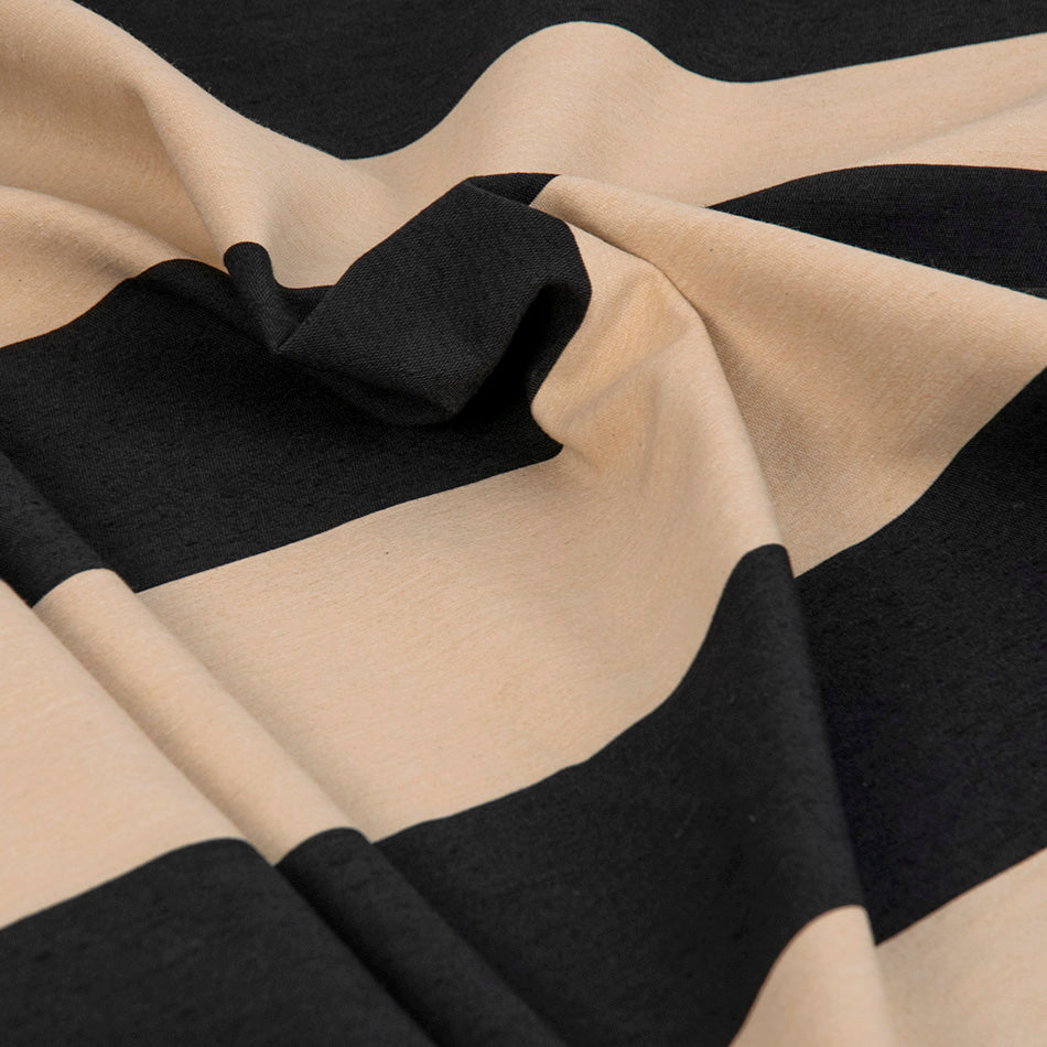 Beige and Black  Striped Linen 3673