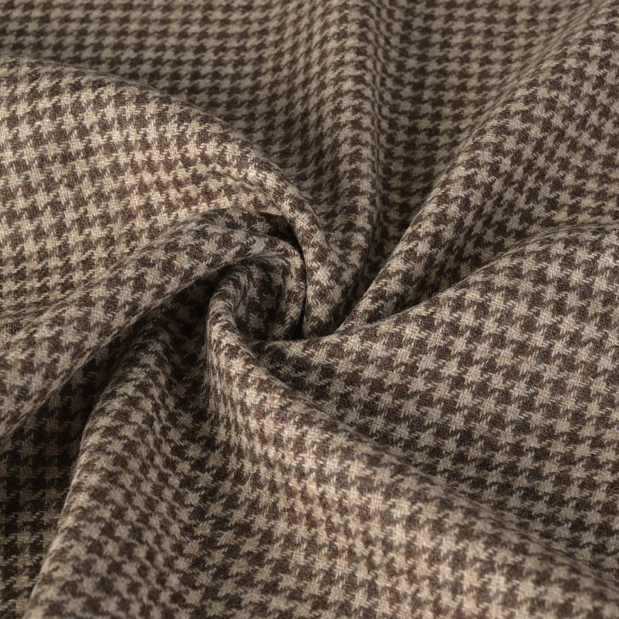 Beige Pied-de-Poule Flannel Fabric 7683