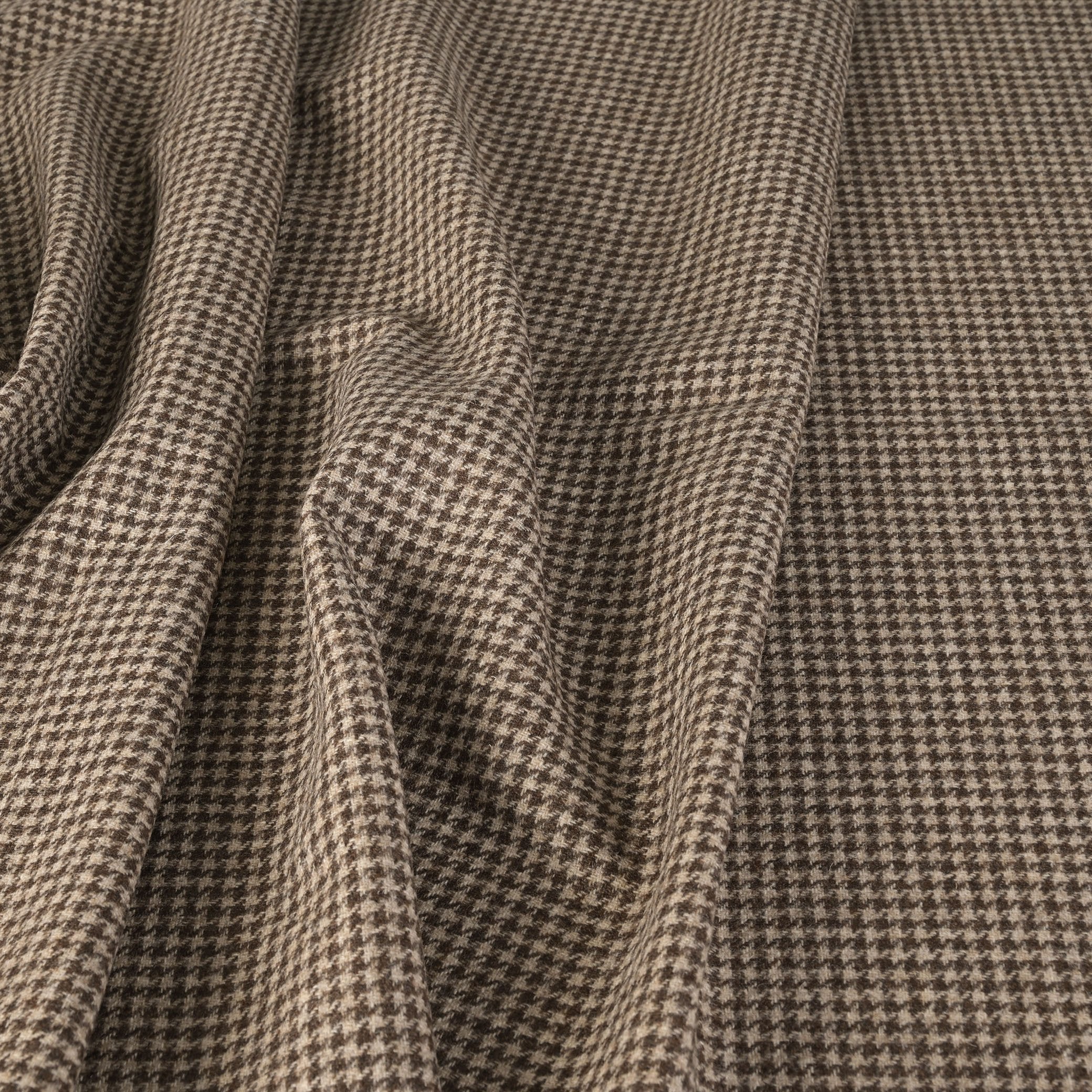 Beige Pied-de-Poule Flannel Fabric 7683
