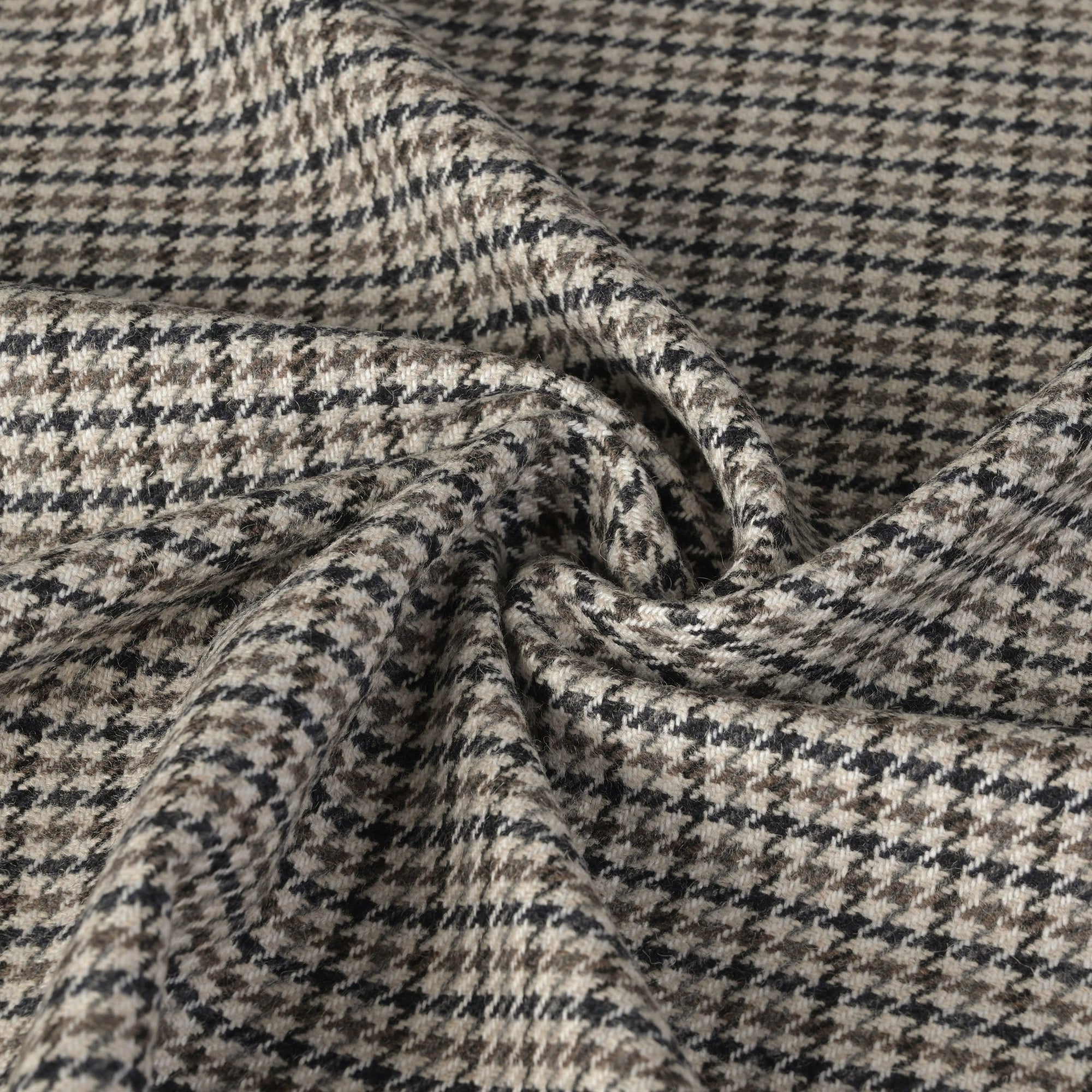 Beige Pied-de-Poule Flannel Fabric 9065