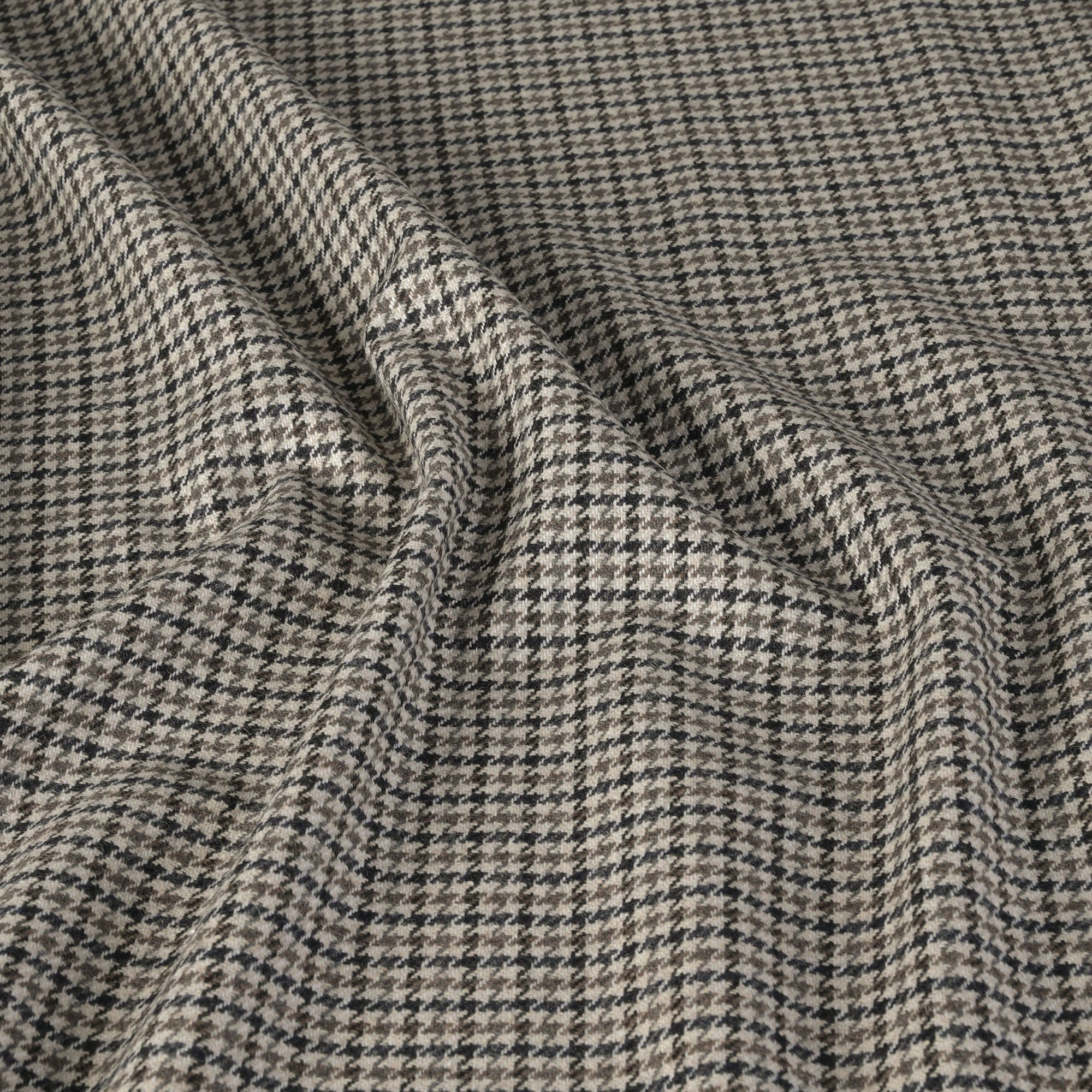 Beige Pied-de-Poule Flannel Fabric 9065