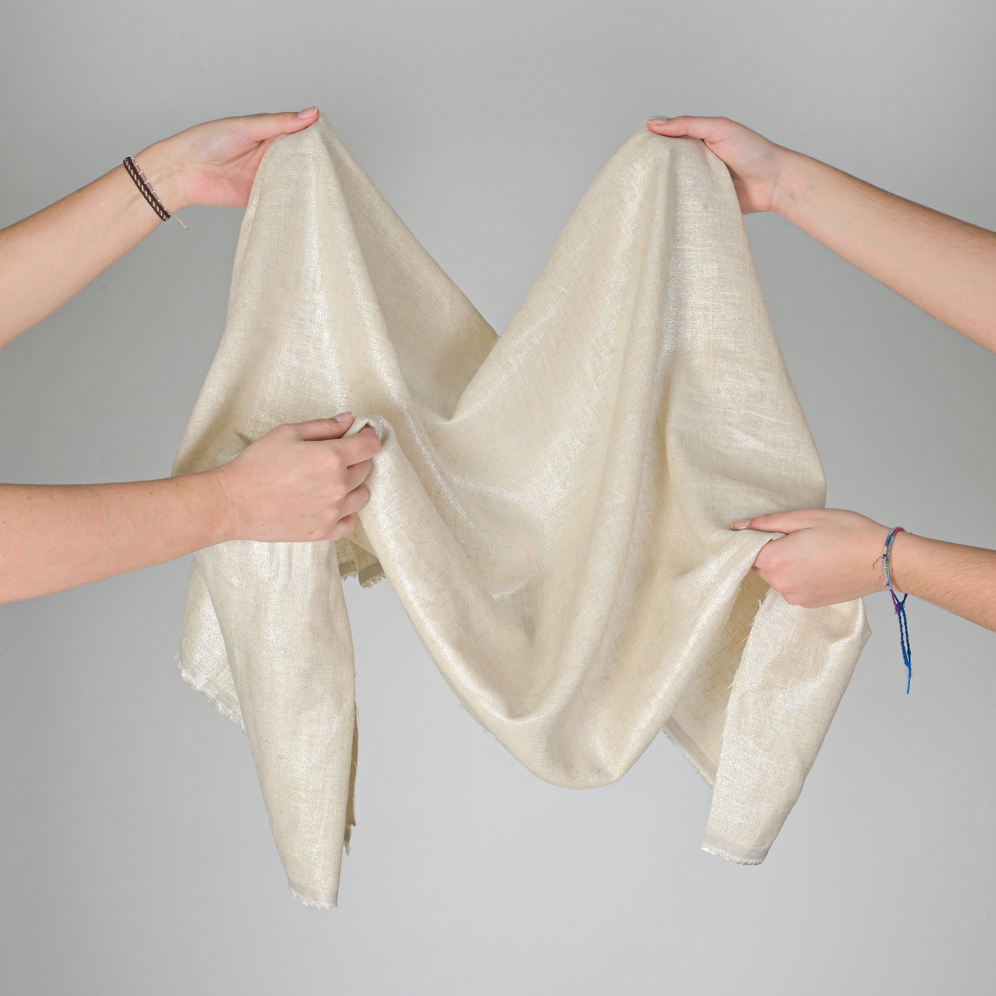 Beige Shiny Linen Fabric 9045