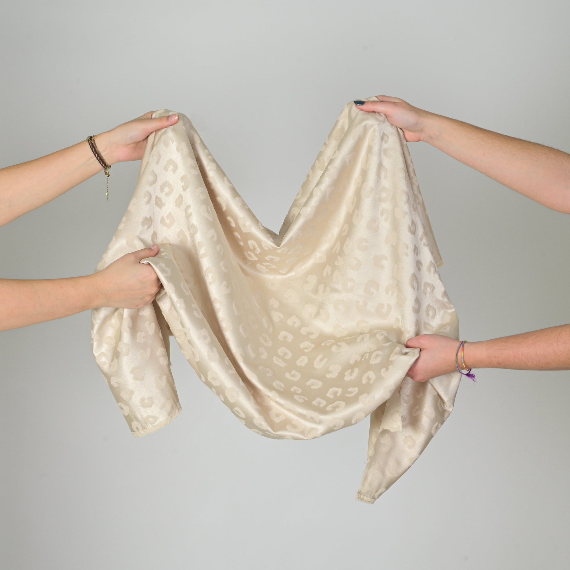 Beige Shiny Satin Fabric 8647