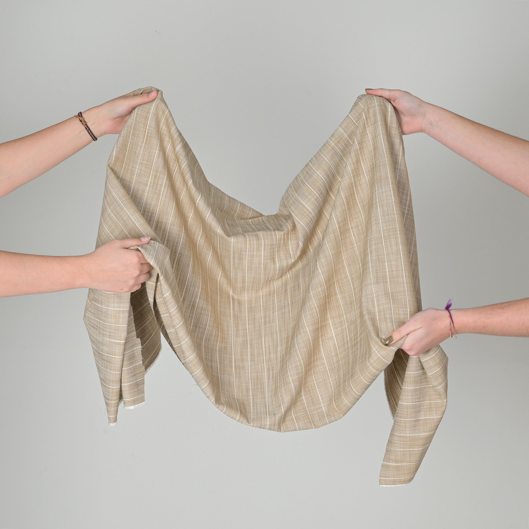 Beige Striped Canvas Fabric 11085