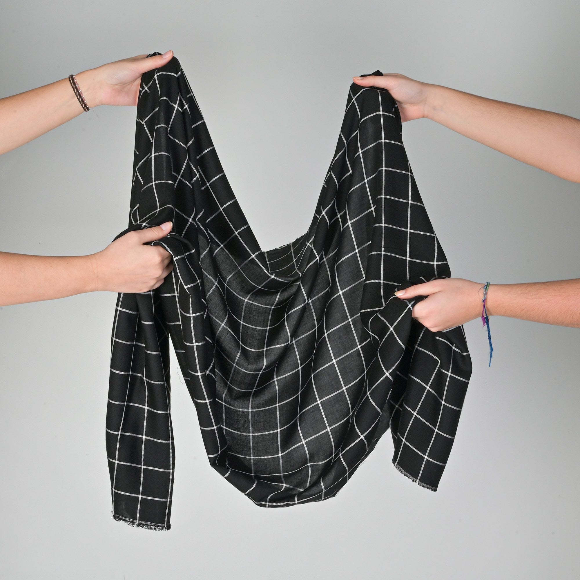 Black Blouse Weight Grid Fabric 6707