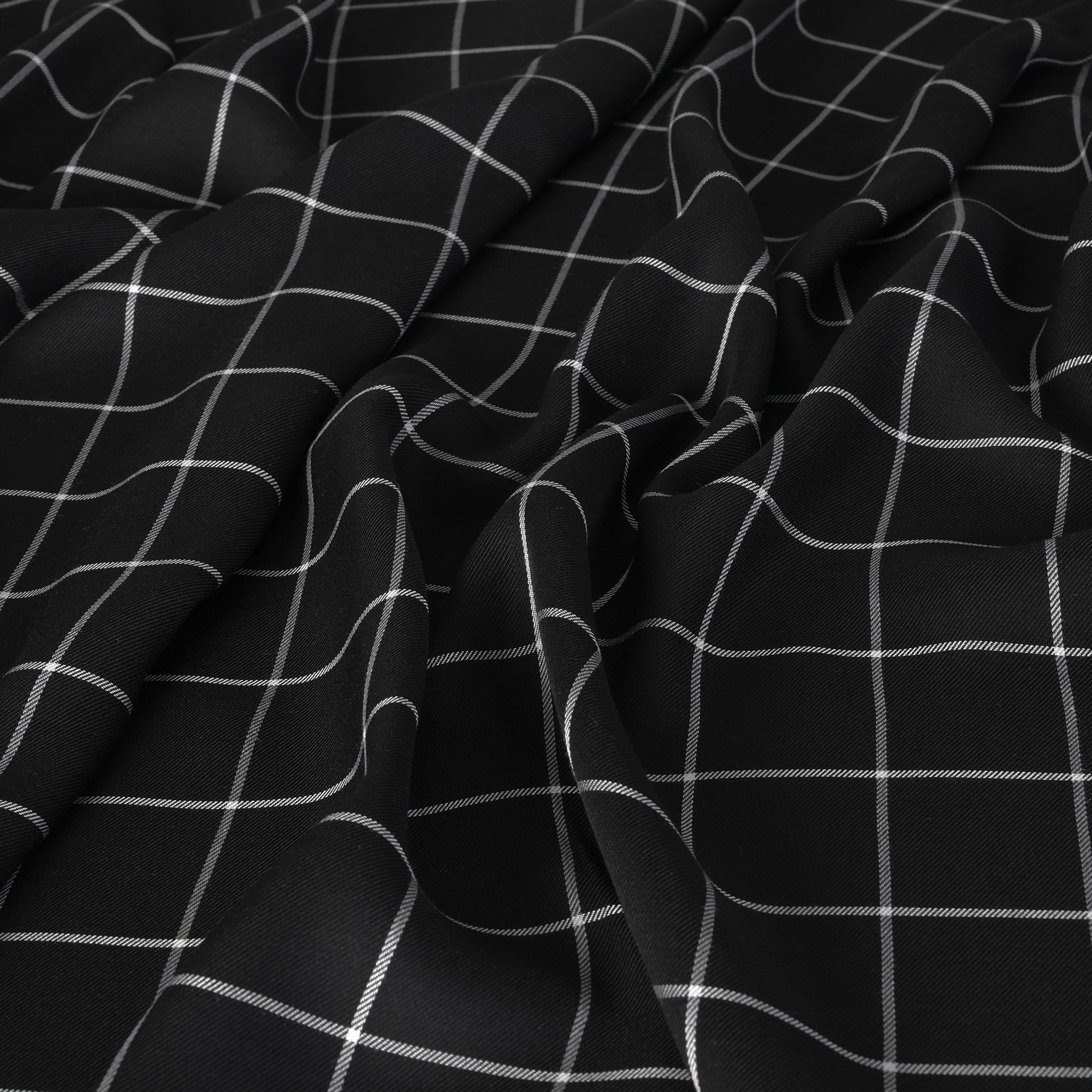 Black Blouse Weight Grid Fabric 6707