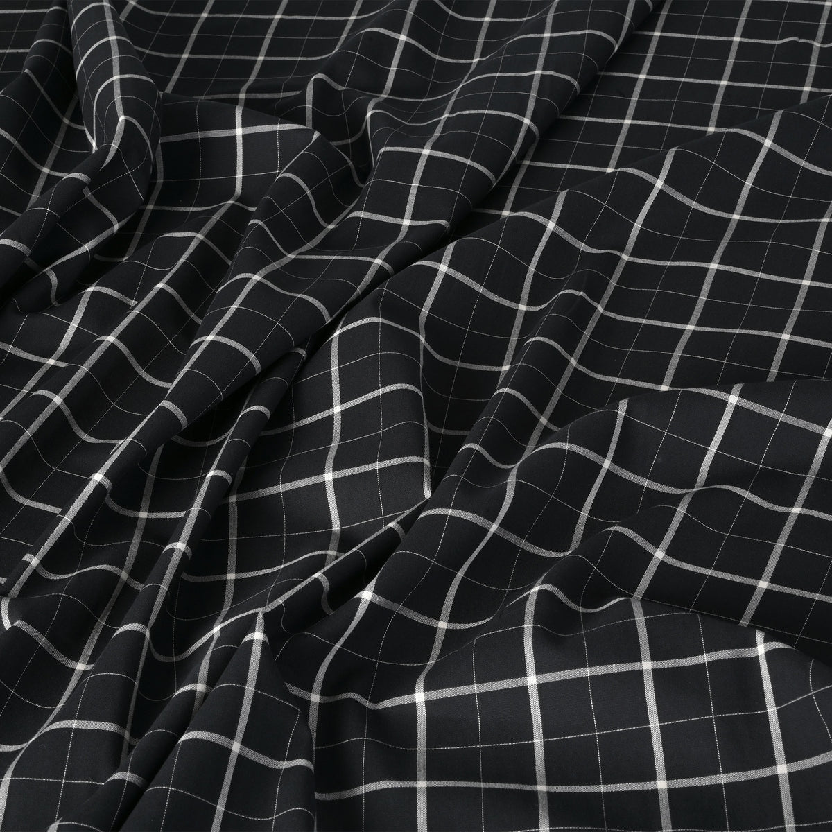 Black Check Shirting Fabric 2757