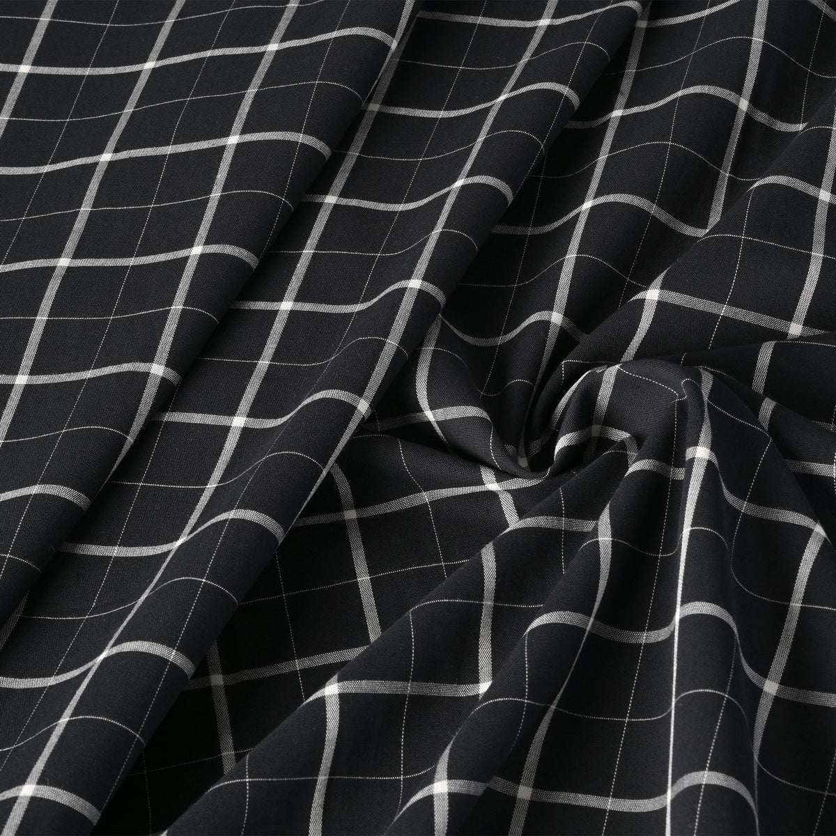 Black Check Shirting Fabric 2757