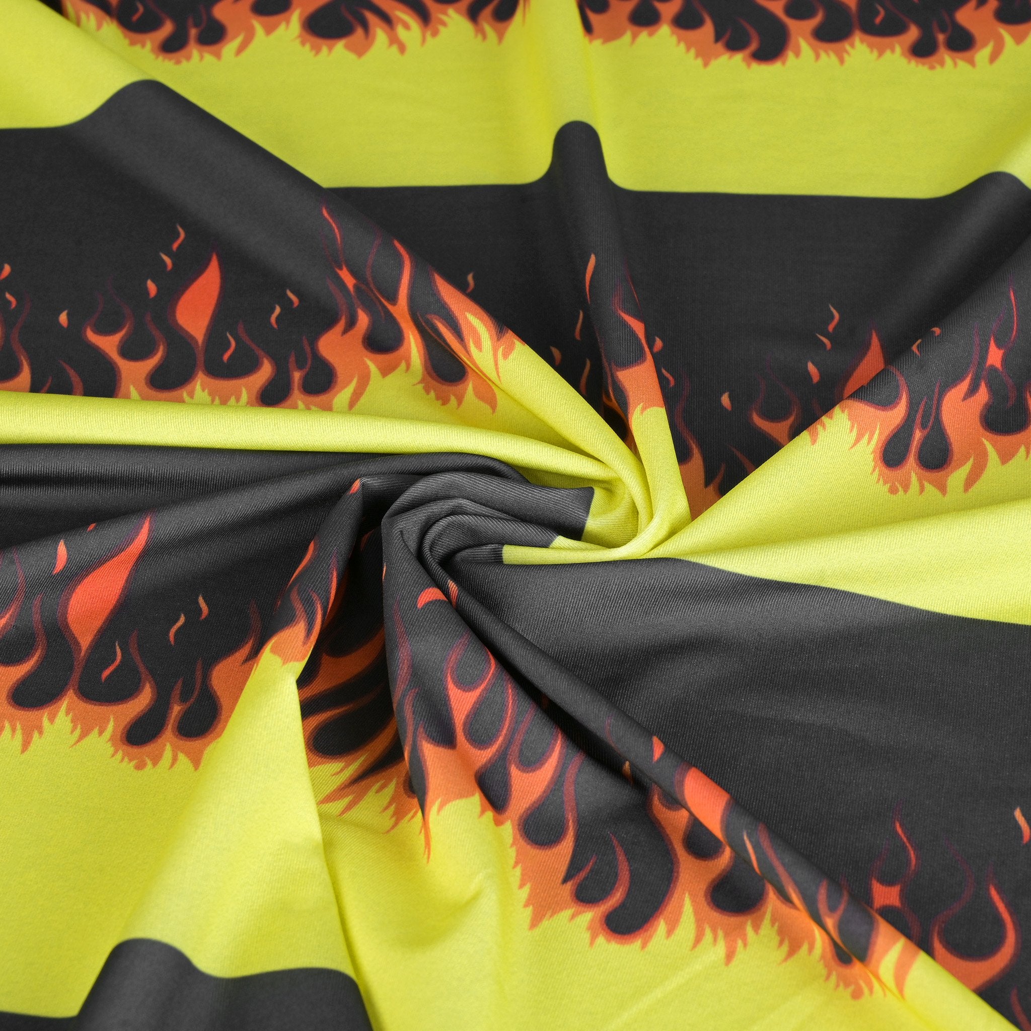 Black Flame Print Jersey Fabric 6837