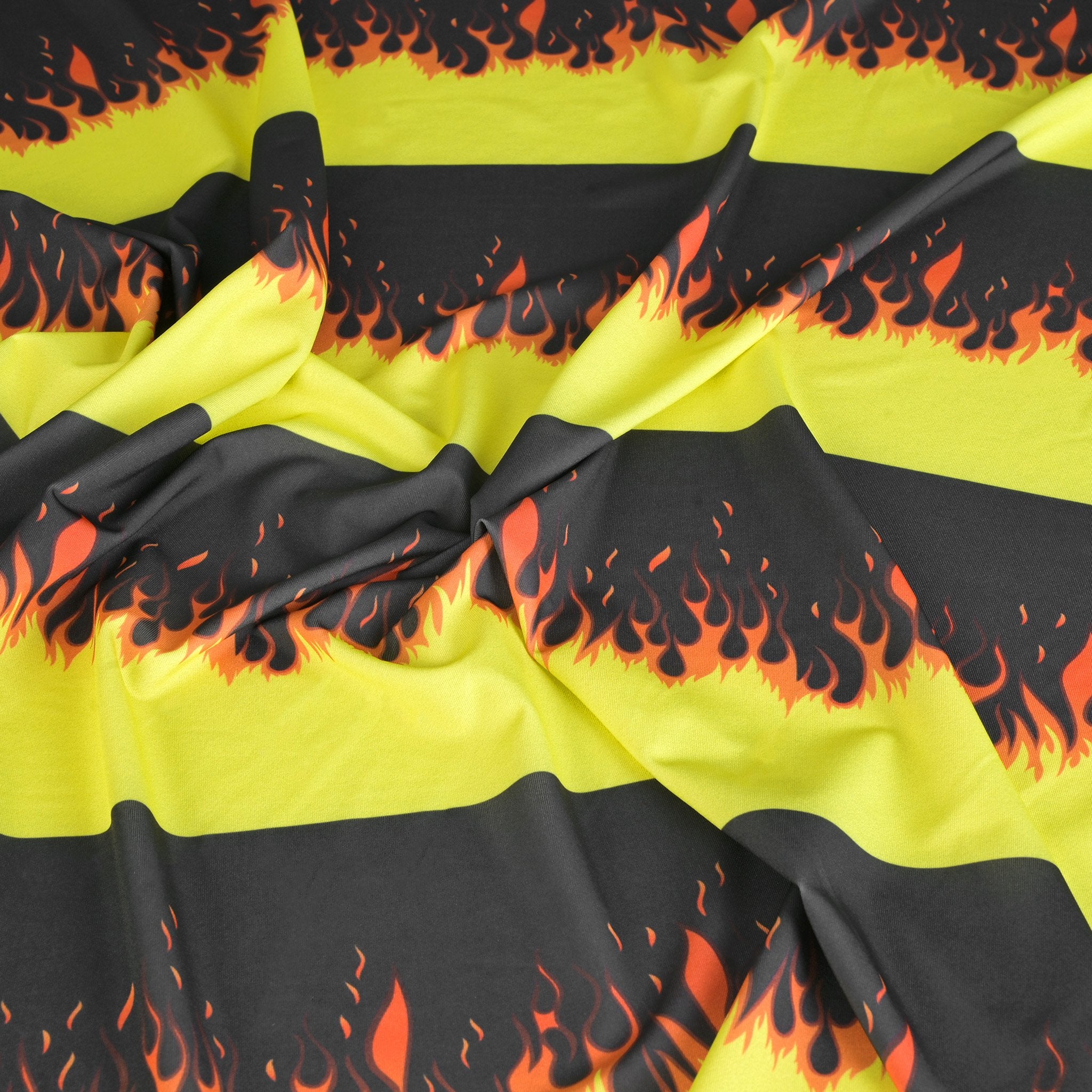 Black Flame Print Jersey Fabric 6837