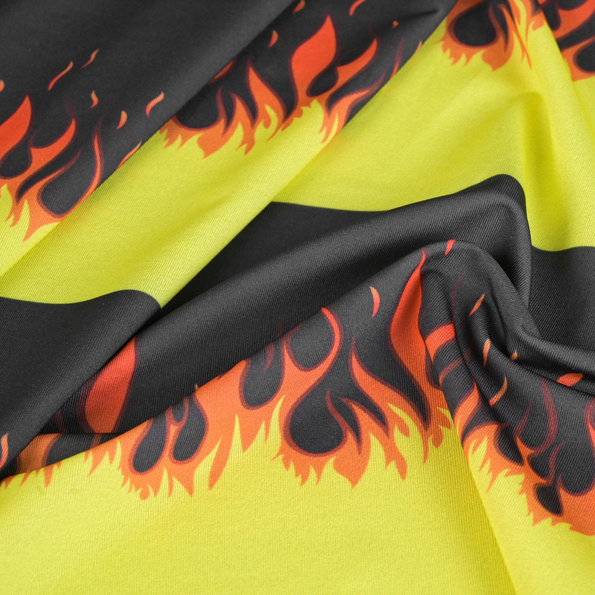 Black Flame Print Jersey Fabric 6837