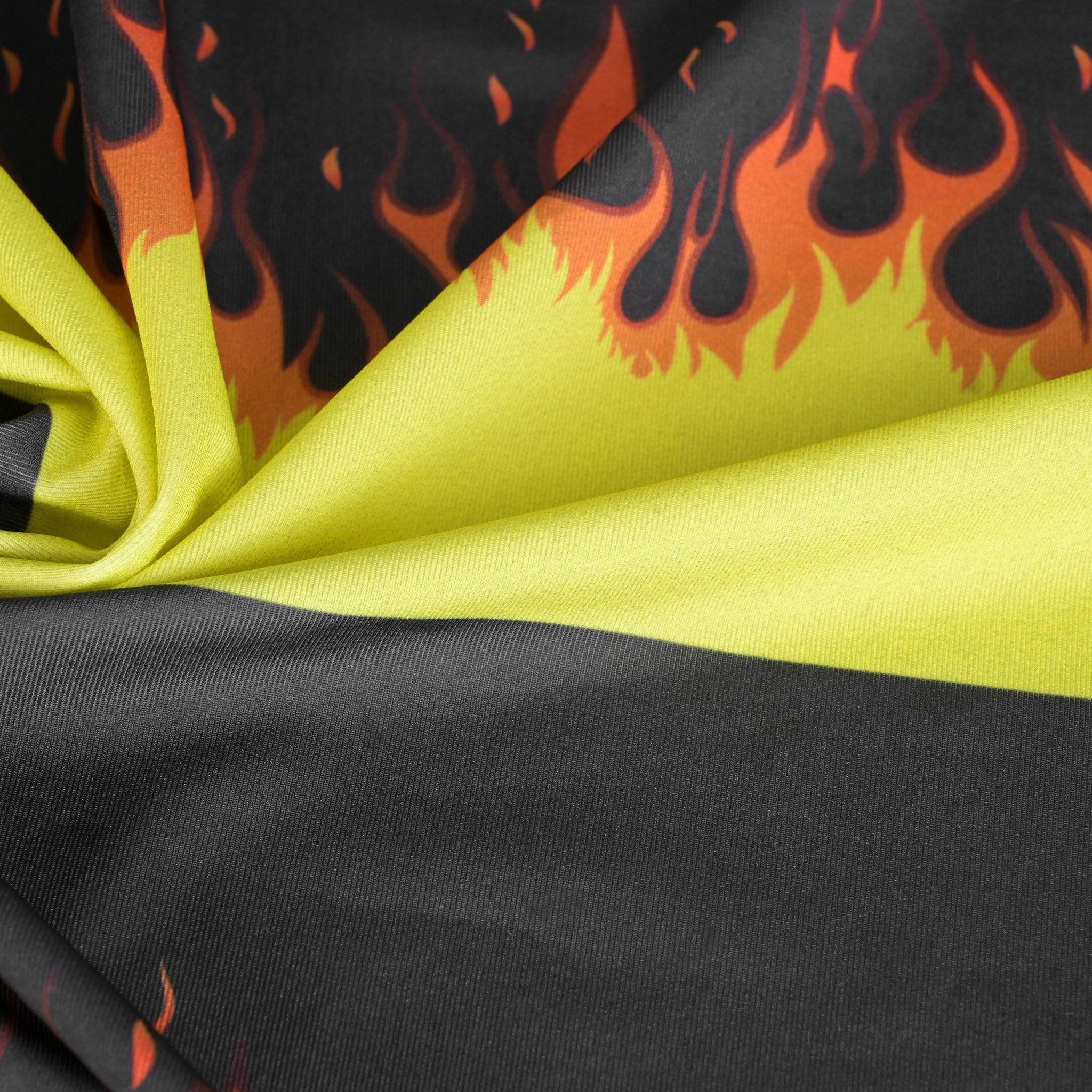 Black Flame Print Jersey Fabric 6837