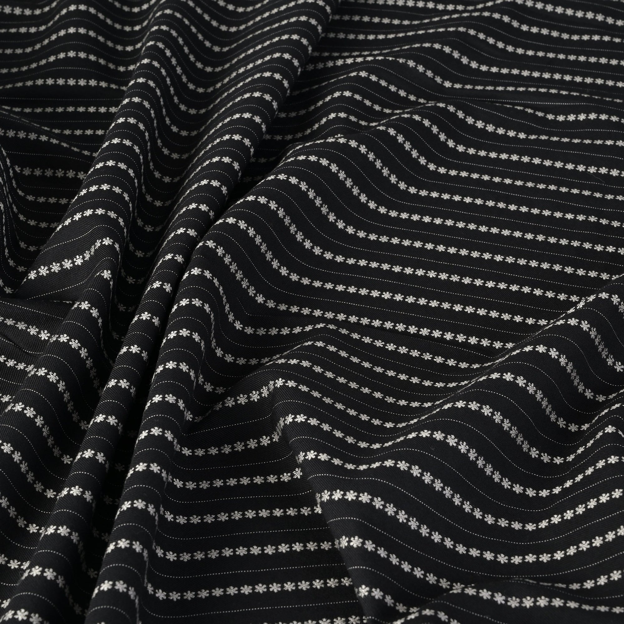 Black Floral Suiting Fabric 4525